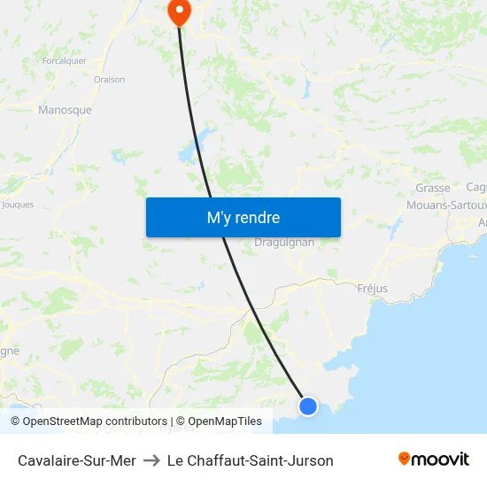 Cavalaire-Sur-Mer to Le Chaffaut-Saint-Jurson map