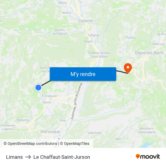 Limans to Le Chaffaut-Saint-Jurson map