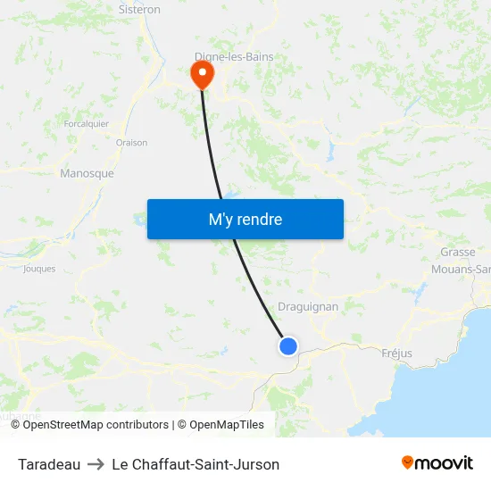 Taradeau to Le Chaffaut-Saint-Jurson map
