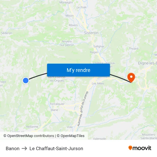 Banon to Le Chaffaut-Saint-Jurson map