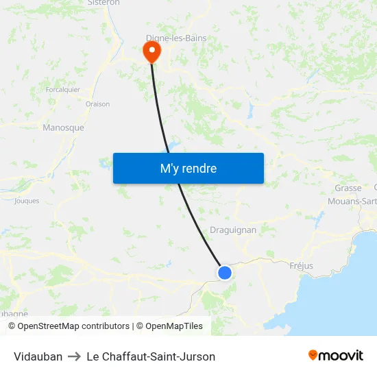 Vidauban to Le Chaffaut-Saint-Jurson map