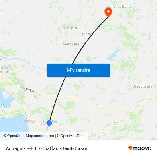 Aubagne to Le Chaffaut-Saint-Jurson map