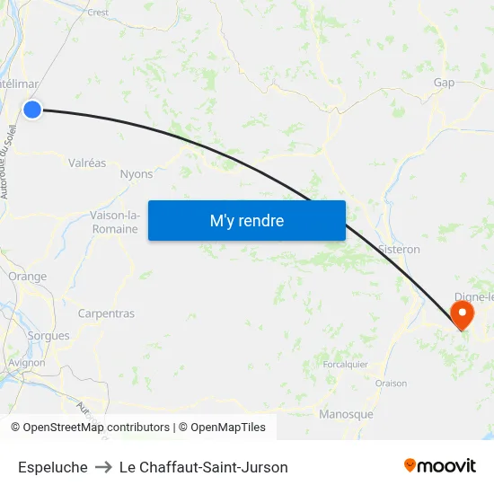 Espeluche to Le Chaffaut-Saint-Jurson map