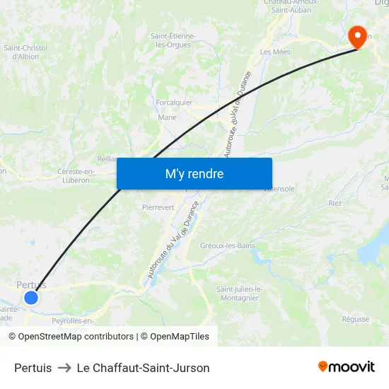 Pertuis to Le Chaffaut-Saint-Jurson map