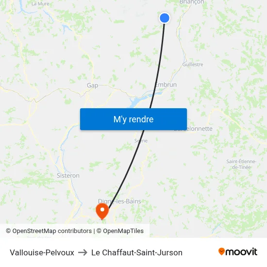 Vallouise-Pelvoux to Le Chaffaut-Saint-Jurson map