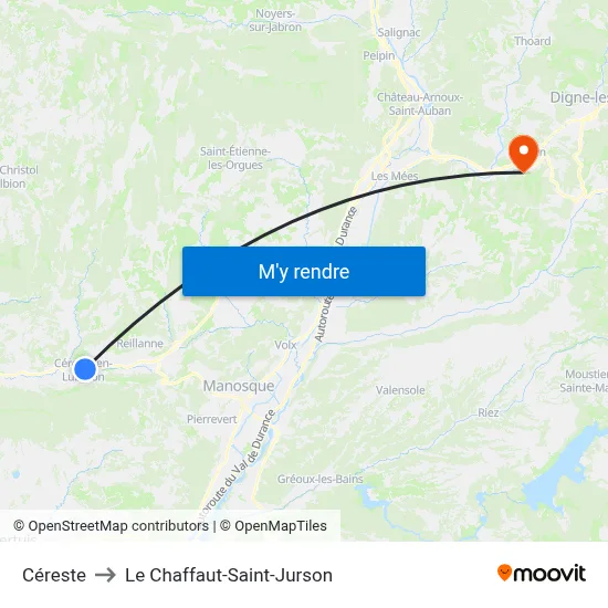 Céreste to Le Chaffaut-Saint-Jurson map
