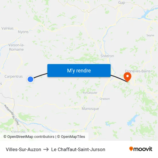 Villes-Sur-Auzon to Le Chaffaut-Saint-Jurson map