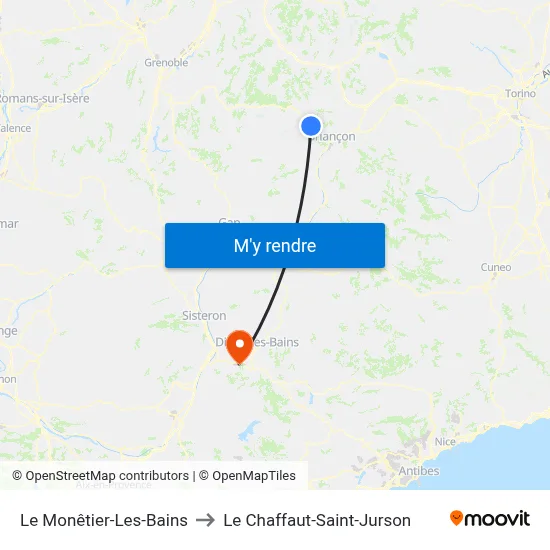 Le Monêtier-Les-Bains to Le Chaffaut-Saint-Jurson map
