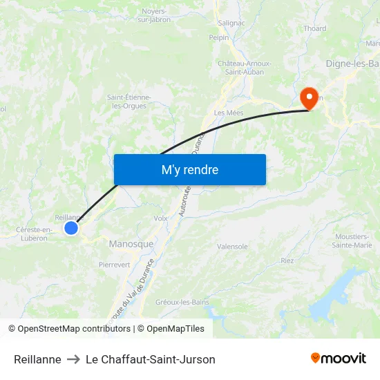 Reillanne to Le Chaffaut-Saint-Jurson map