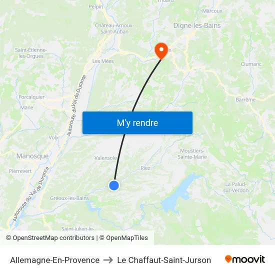 Allemagne-En-Provence to Le Chaffaut-Saint-Jurson map