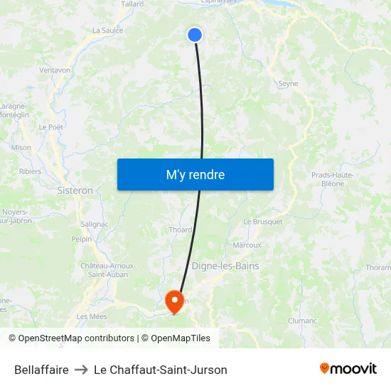 Bellaffaire to Le Chaffaut-Saint-Jurson map