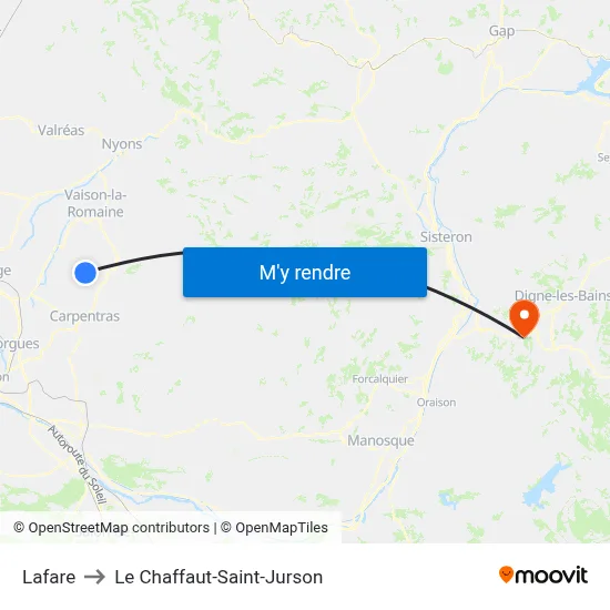 Lafare to Le Chaffaut-Saint-Jurson map