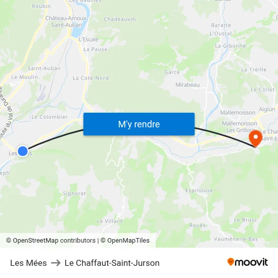 Les Mées to Le Chaffaut-Saint-Jurson map