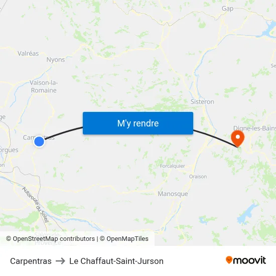 Carpentras to Le Chaffaut-Saint-Jurson map
