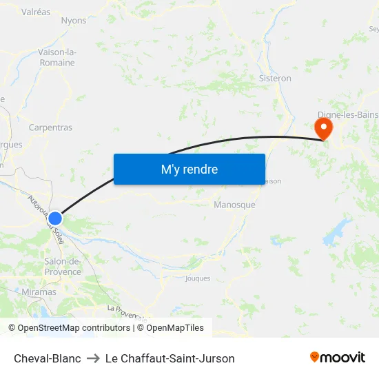 Cheval-Blanc to Le Chaffaut-Saint-Jurson map