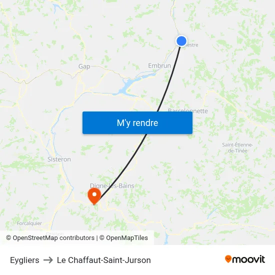 Eygliers to Le Chaffaut-Saint-Jurson map