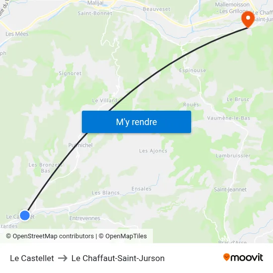 Le Castellet to Le Chaffaut-Saint-Jurson map