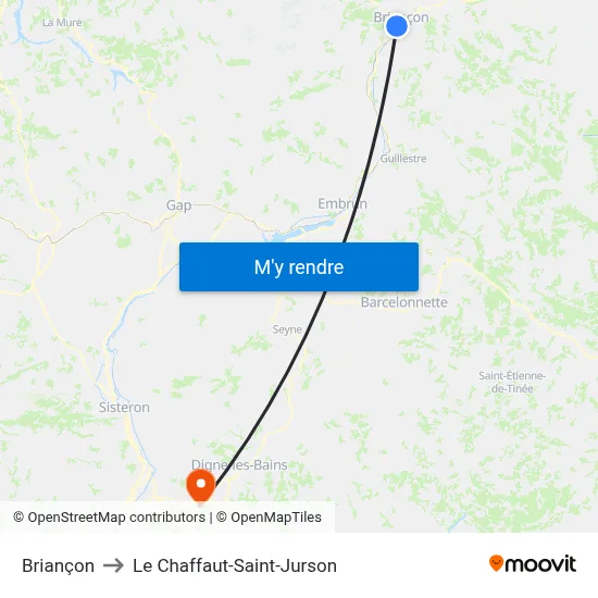 Briançon to Le Chaffaut-Saint-Jurson map