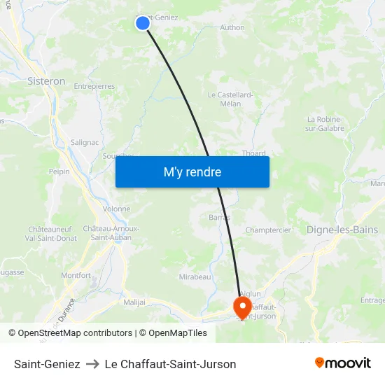 Saint-Geniez to Le Chaffaut-Saint-Jurson map