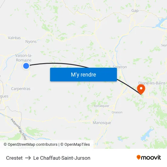 Crestet to Le Chaffaut-Saint-Jurson map