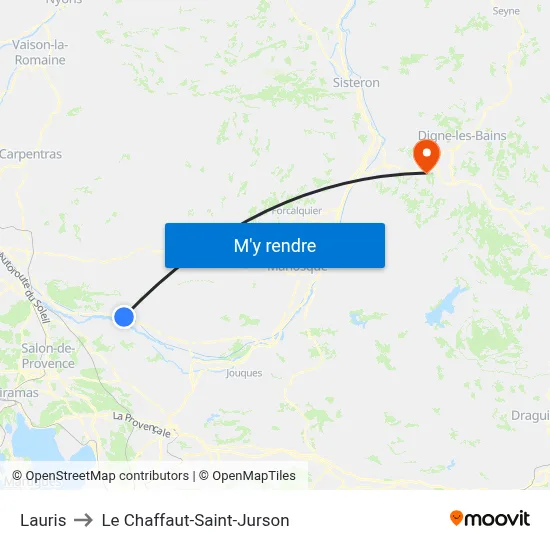 Lauris to Le Chaffaut-Saint-Jurson map