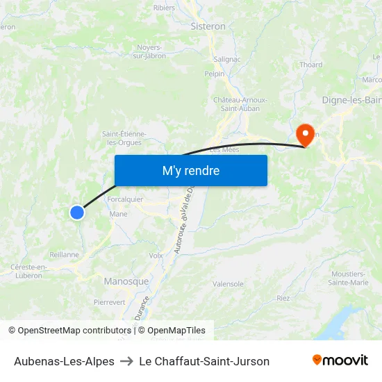 Aubenas-Les-Alpes to Le Chaffaut-Saint-Jurson map