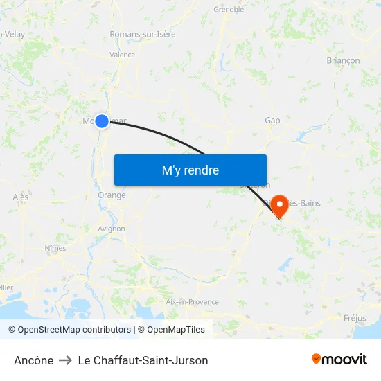 Ancône to Le Chaffaut-Saint-Jurson map