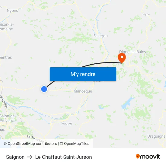 Saignon to Le Chaffaut-Saint-Jurson map
