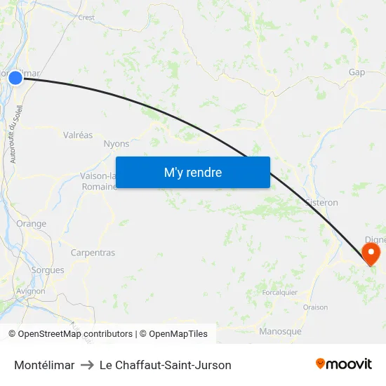 Montélimar to Le Chaffaut-Saint-Jurson map