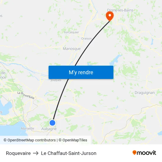 Roquevaire to Le Chaffaut-Saint-Jurson map