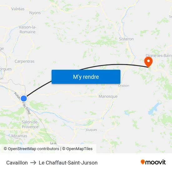 Cavaillon to Le Chaffaut-Saint-Jurson map