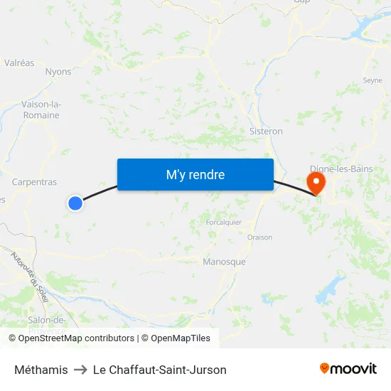 Méthamis to Le Chaffaut-Saint-Jurson map