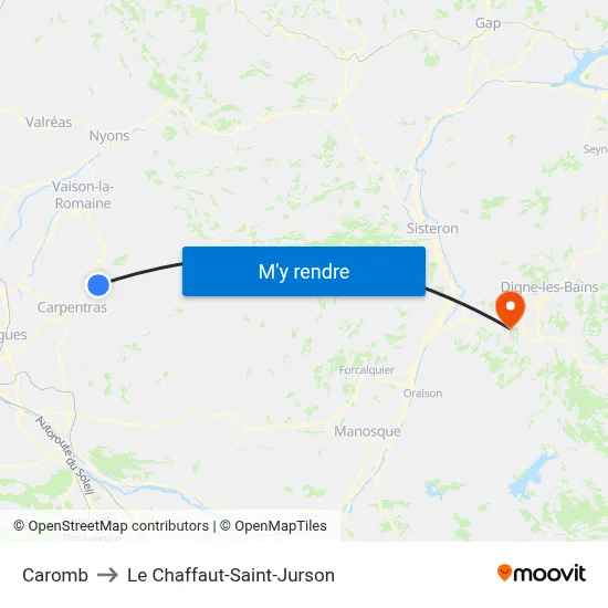 Caromb to Le Chaffaut-Saint-Jurson map
