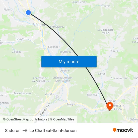 Sisteron to Le Chaffaut-Saint-Jurson map