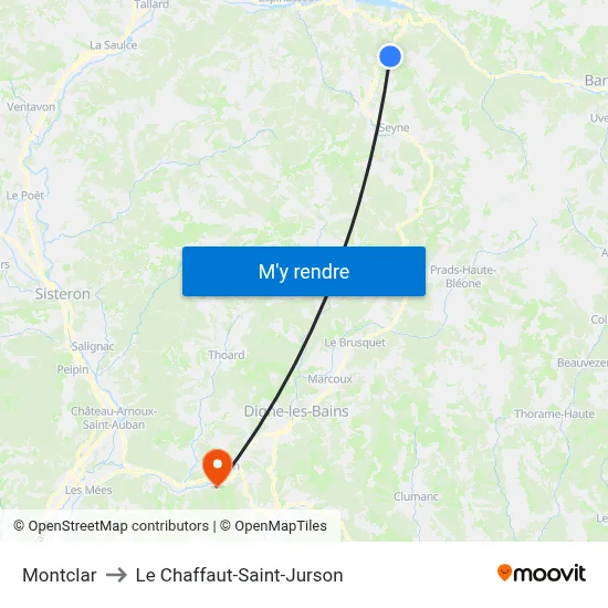 Montclar to Le Chaffaut-Saint-Jurson map