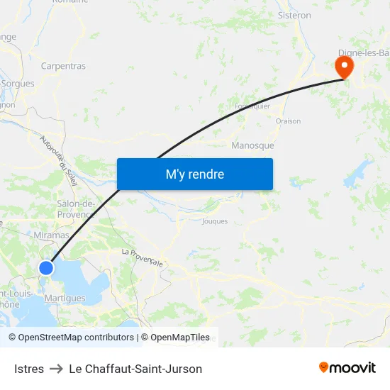 Istres to Le Chaffaut-Saint-Jurson map
