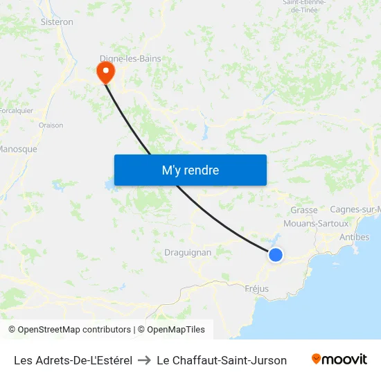 Les Adrets-De-L'Estérel to Le Chaffaut-Saint-Jurson map