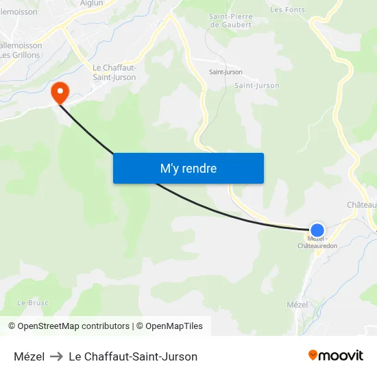 Mézel to Le Chaffaut-Saint-Jurson map