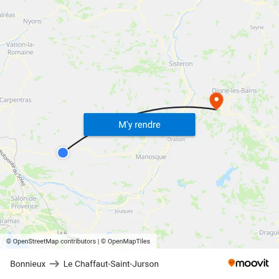 Bonnieux to Le Chaffaut-Saint-Jurson map