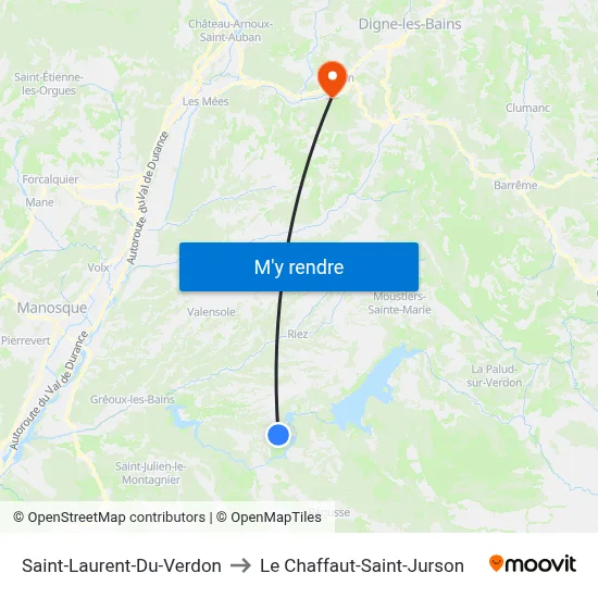 Saint-Laurent-Du-Verdon to Le Chaffaut-Saint-Jurson map