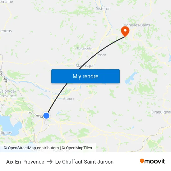 Aix-En-Provence to Le Chaffaut-Saint-Jurson map
