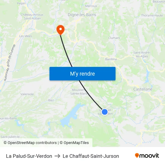 La Palud-Sur-Verdon to Le Chaffaut-Saint-Jurson map