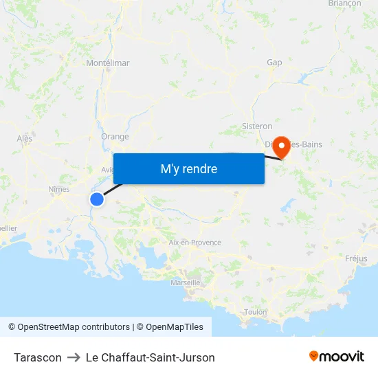 Tarascon to Le Chaffaut-Saint-Jurson map