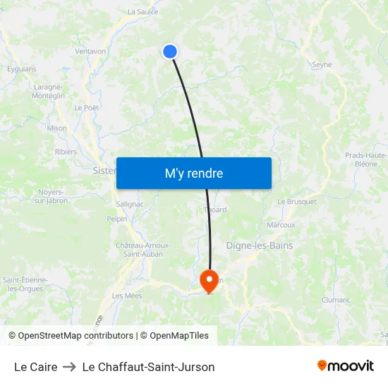 Le Caire to Le Chaffaut-Saint-Jurson map