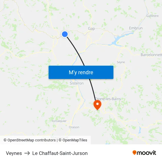 Veynes to Le Chaffaut-Saint-Jurson map