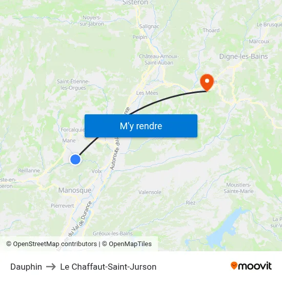 Dauphin to Le Chaffaut-Saint-Jurson map
