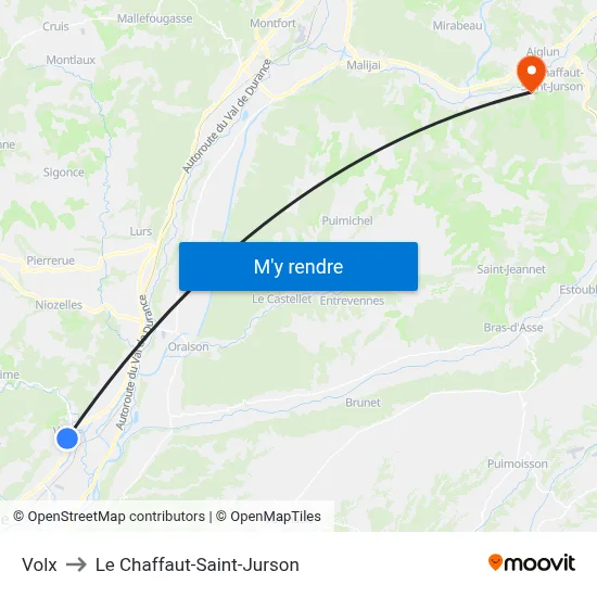 Volx to Le Chaffaut-Saint-Jurson map