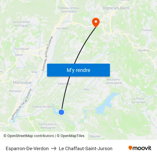 Esparron-De-Verdon to Le Chaffaut-Saint-Jurson map