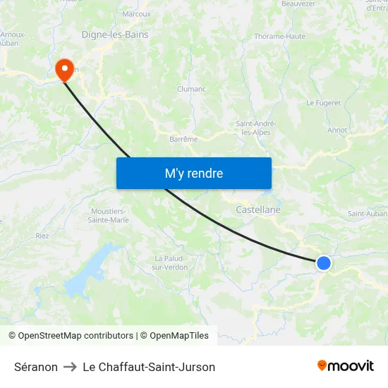 Séranon to Le Chaffaut-Saint-Jurson map
