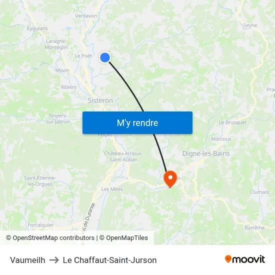 Vaumeilh to Le Chaffaut-Saint-Jurson map